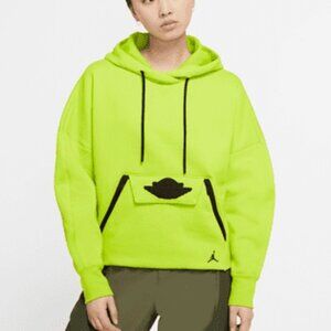 Nike Air Jordan Wings Pullover Hoodie Yellow‎ Neon Sweatshirt Size XL